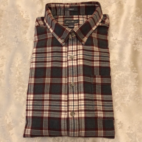 EDDIE BAUER CLASSIC FIT XLT 100% COTTON FLANNEL PLAID MEN’S SHIRT - #391 - Picture 1 of 12